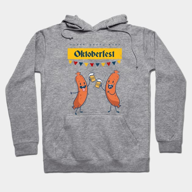 Oktoberfest Wurst Party Ever Funny Sausages Hoodie by PerttyShirty